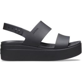 Moteriškos basutės su 45 mm pleištiniu kulnu Crocs Brooklyn, juodos