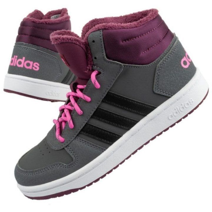 Vaikiški aukšti sportbačiai adidas Hoops Mid 2.0, pilki ir bordo