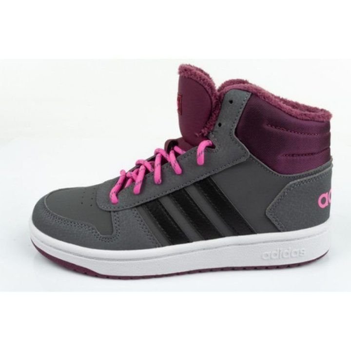 Vaikiški aukšti sportbačiai adidas Hoops Mid 2.0, pilki ir bordo
