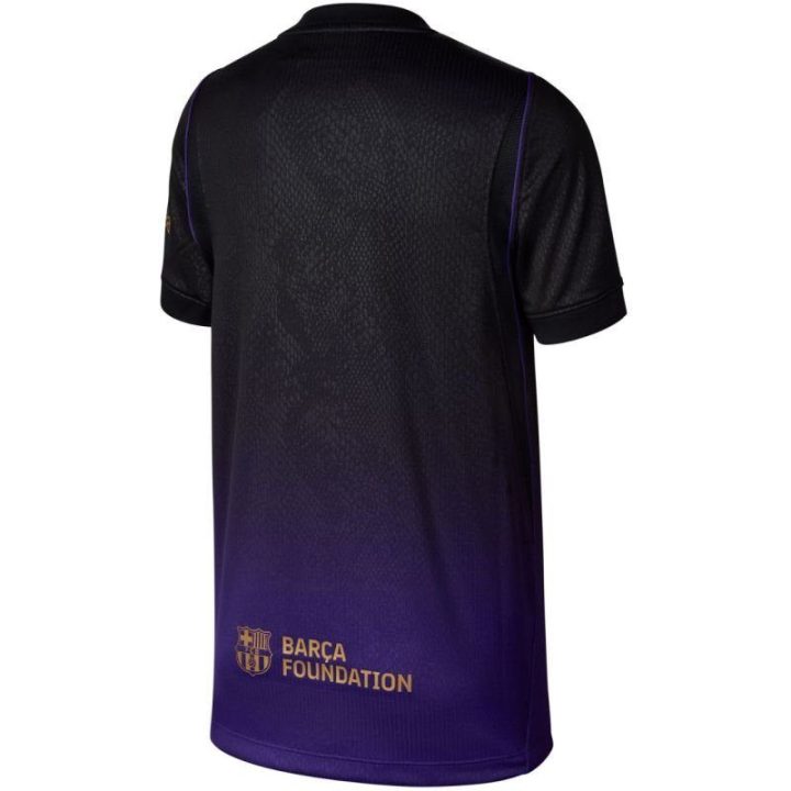 Vaikiški futbolo marškinėliai Nike FC Barcelona 2026/27, violetiniai ir juodi