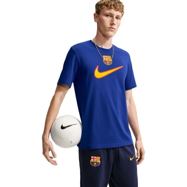 Vyriški medvilniniai marškinėliai Nike FC Barcelona Swoosh, mėlyni