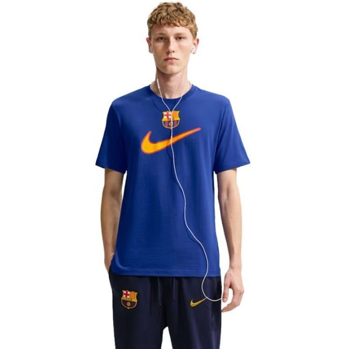 Vyriški medvilniniai marškinėliai Nike FC Barcelona Swoosh, mėlyni