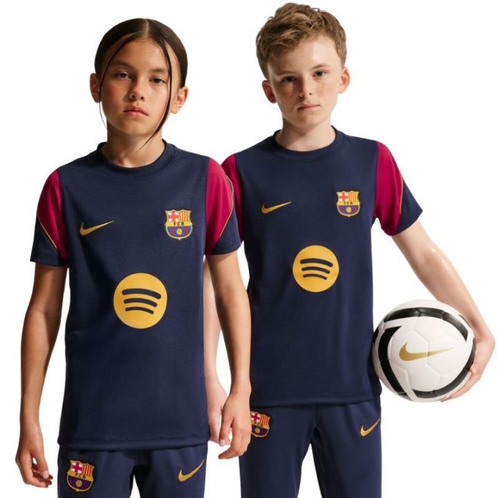 Vaikiški marškinėliai Nike FC Barcelona Strike, tamsiai mėlyni ir bordo