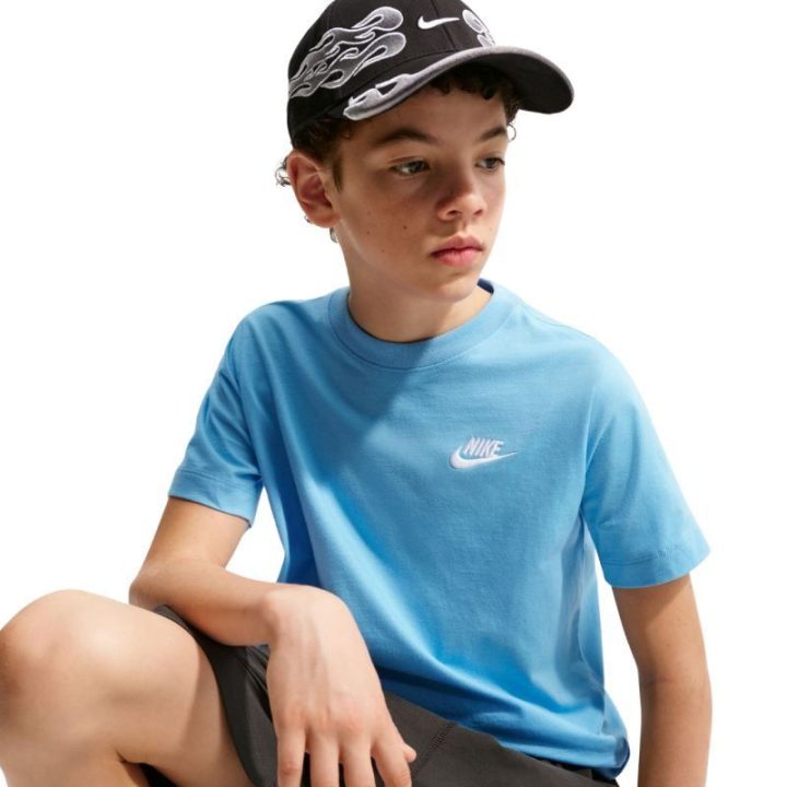 Vaikiški medvilniniai marškinėliai Nike Sportswear, žydri