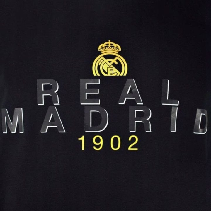 Vyriški medvilniniai marškinėliai su „1902“ Real Madryt, juodi