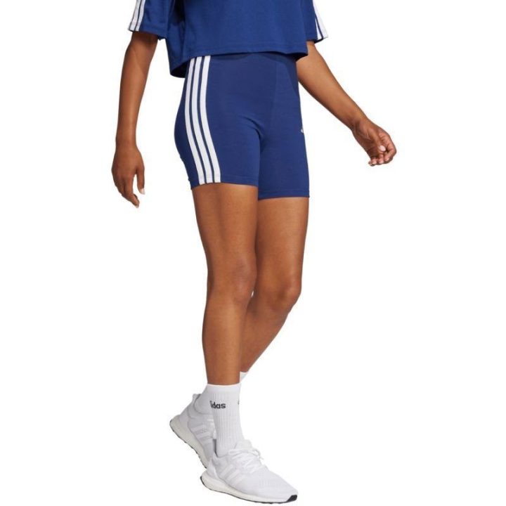 Moteriški šortai aukštu liemeniu adidas Essentials 3-Stripes, mėlyni