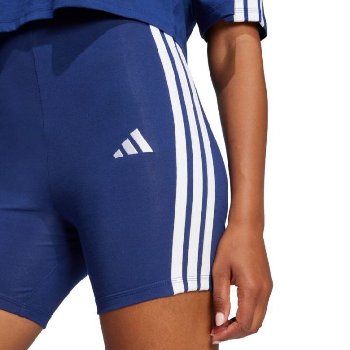 Moteriški šortai aukštu liemeniu adidas Essentials 3-Stripes, mėlyni