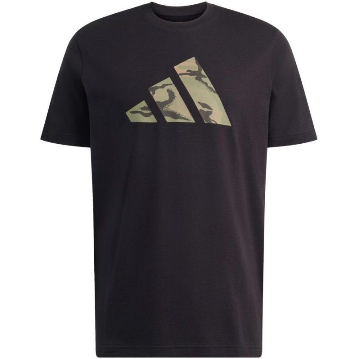 Vyriški medvilniniai marškinėliai adidas Camo Three Bar, juodi