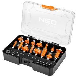 Kietlydinio frezų rinkinys su 8 mm kotu NEO Tools, 15 vnt