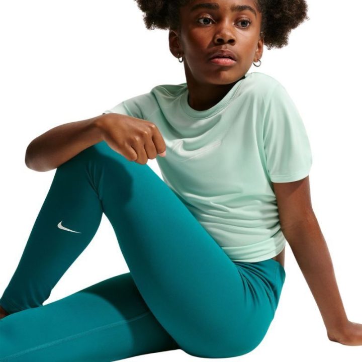 Tamprės mergaitėms su aukštu liemeniu Nike One, žalios