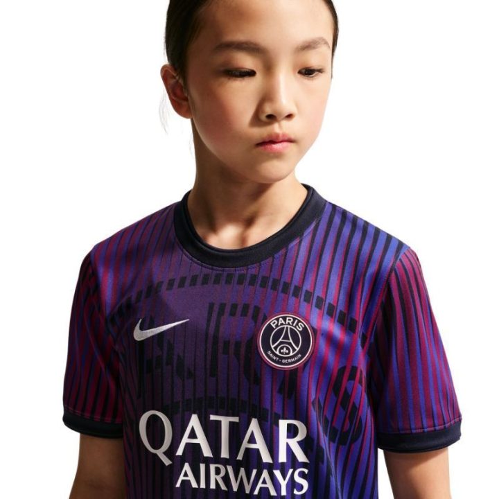 Vaikiški futbolo marškinėliai Nike PSG, violetiniai