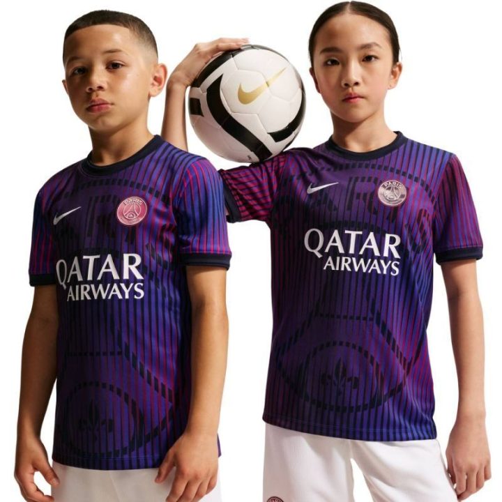 Vaikiški futbolo marškinėliai Nike PSG, violetiniai