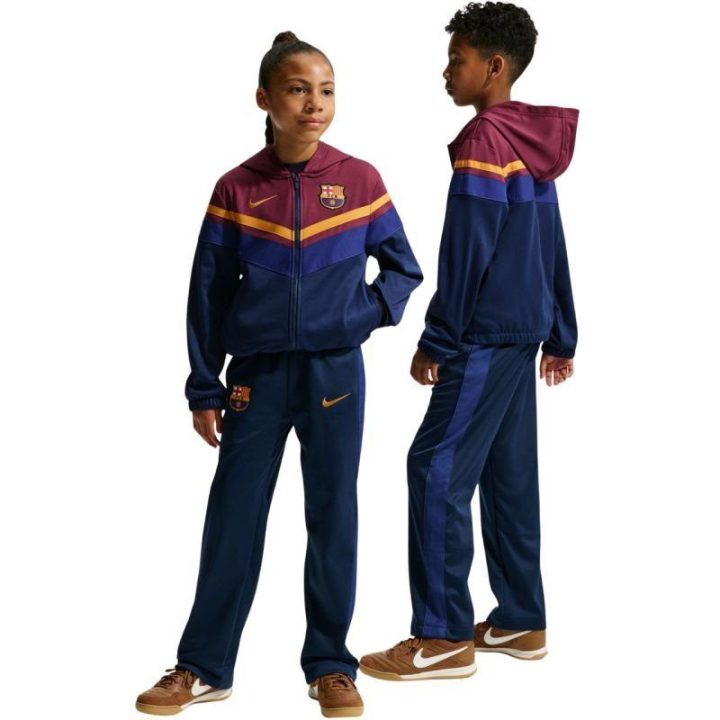 Vaikiškas sportinis kostiumas su Dri-FIT Nike FC Barcelona Home, tamsiai mėlynas ir bordo