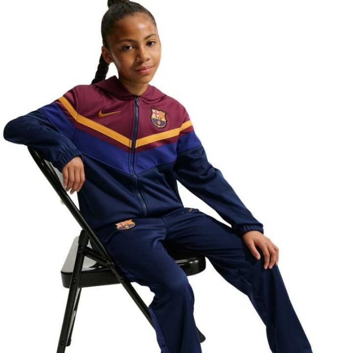Vaikiškas sportinis kostiumas su Dri-FIT Nike FC Barcelona Home, tamsiai mėlynas ir bordo