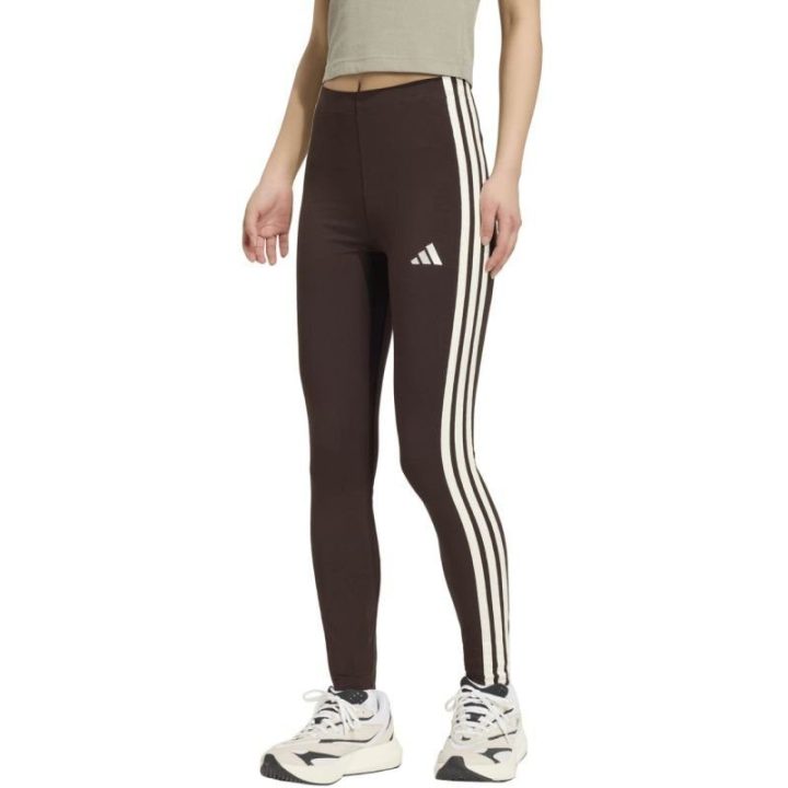 Moteriškos medvilninės tamprės adidas Essentials 3-Stripes, rudos