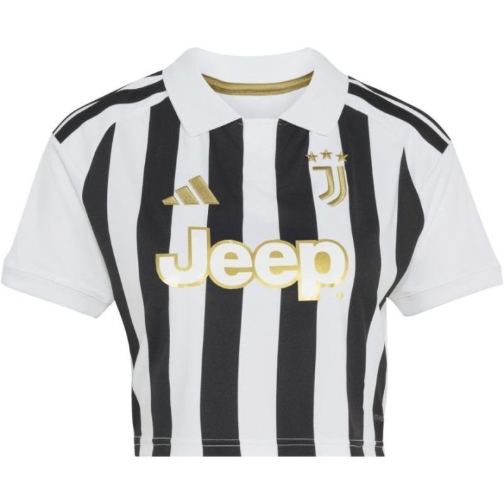 Trumpinti moteriški marškinėliai adidas Juventus, balti ir juodi