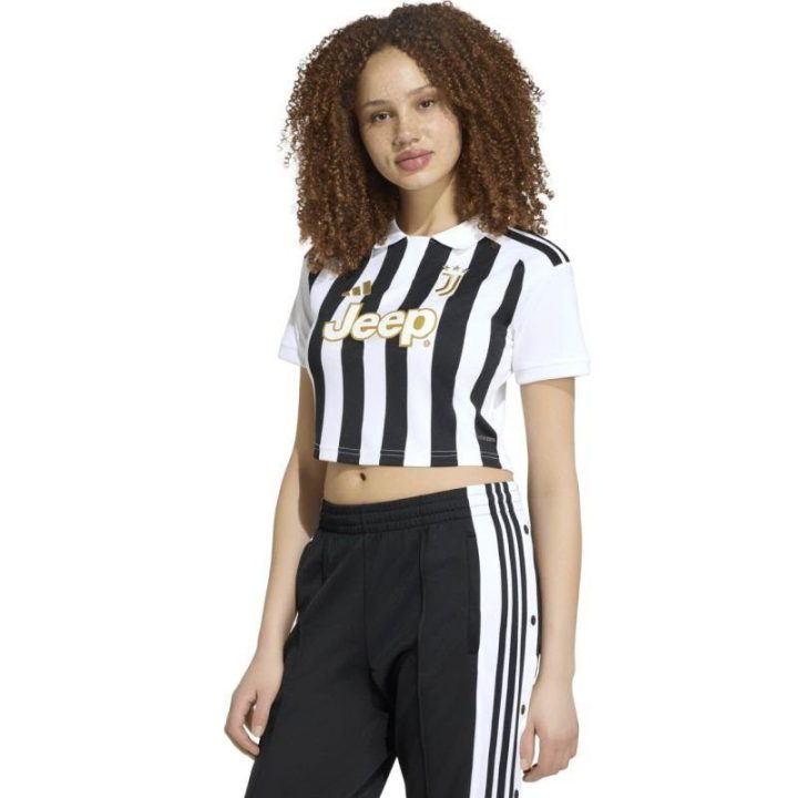 Trumpinti moteriški marškinėliai adidas Juventus, balti ir juodi
