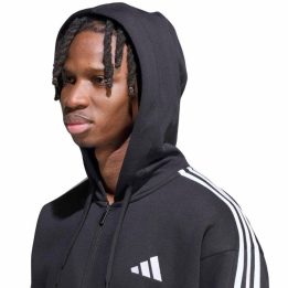 Vyriškas užsegamas džemperis adidas Essentials 3-Stripes, juodas