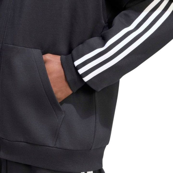 Vyriškas užsegamas džemperis adidas Essentials 3-Stripes, juodas