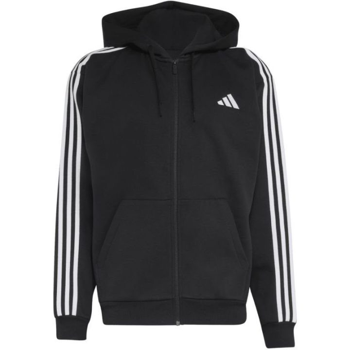 Vyriškas užsegamas džemperis adidas Essentials 3-Stripes, juodas