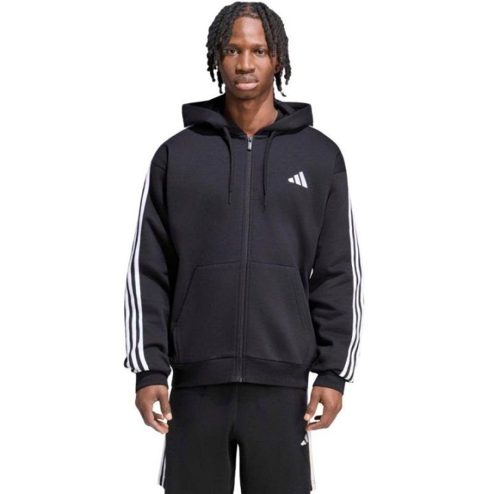 Vyriškas užsegamas džemperis adidas Essentials 3-Stripes, juodas