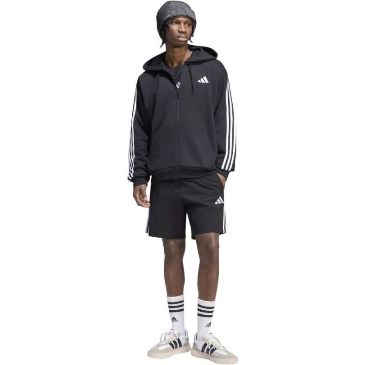 Vyriškas užsegamas džemperis adidas Essentials 3-Stripes, juodas