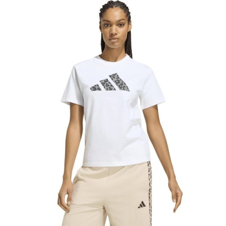 Moteriški medvilniniai marškinėliai adidas Animal Graphic, balti