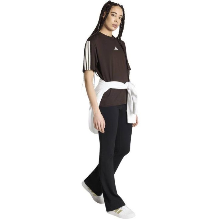 Moteriški medvilniniai marškinėliai adidas, tamsiai rudi