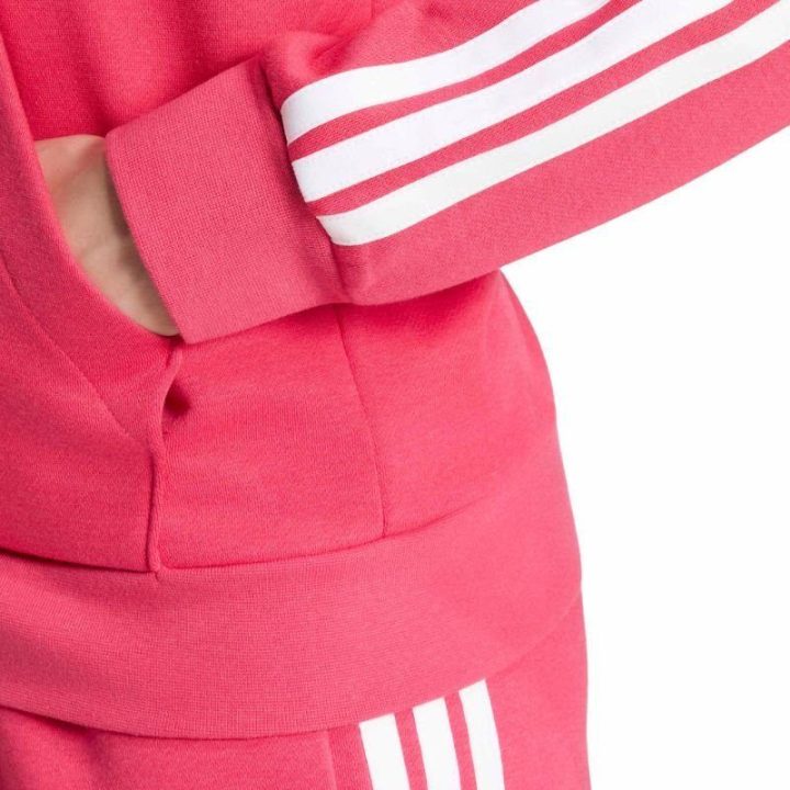 Moteriškas džemperis su gobtuvu adidas Essentials 3-Stripes, rožinis
