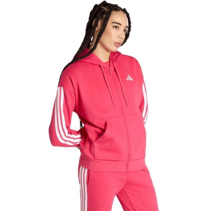 Moteriškas džemperis su gobtuvu adidas Essentials 3-Stripes, rožinis