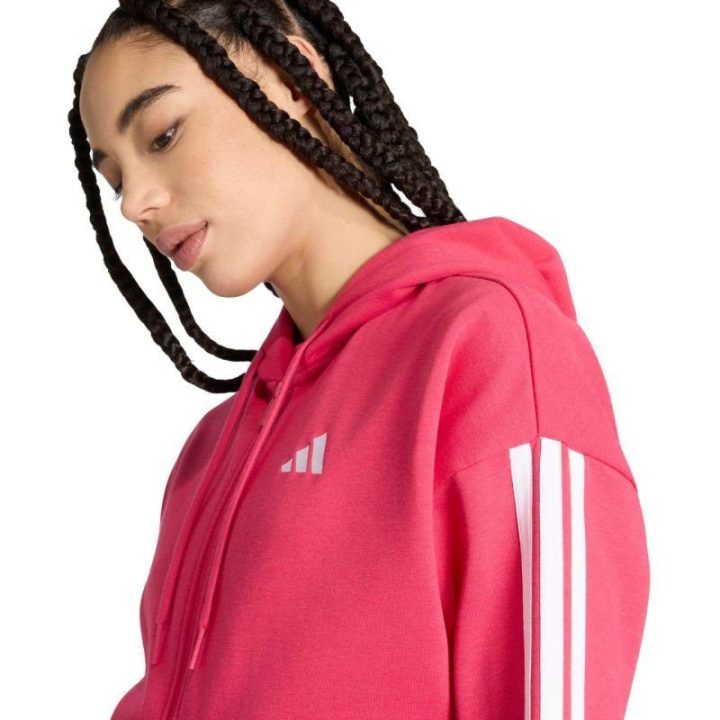 Moteriškas džemperis su gobtuvu adidas Essentials 3-Stripes, rožinis