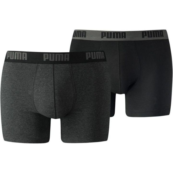 Vyriškų medvilninių bokserių komplektas Puma Basic Boxer, 2 poros, juodi ir grafito