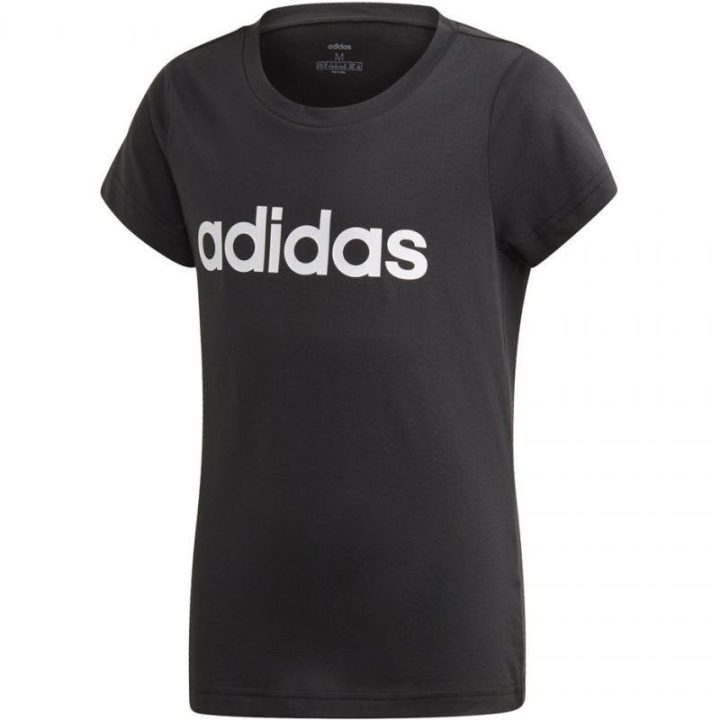 Vaikiški medvilniniai marškinėliai adidas YG E Lin, juodi