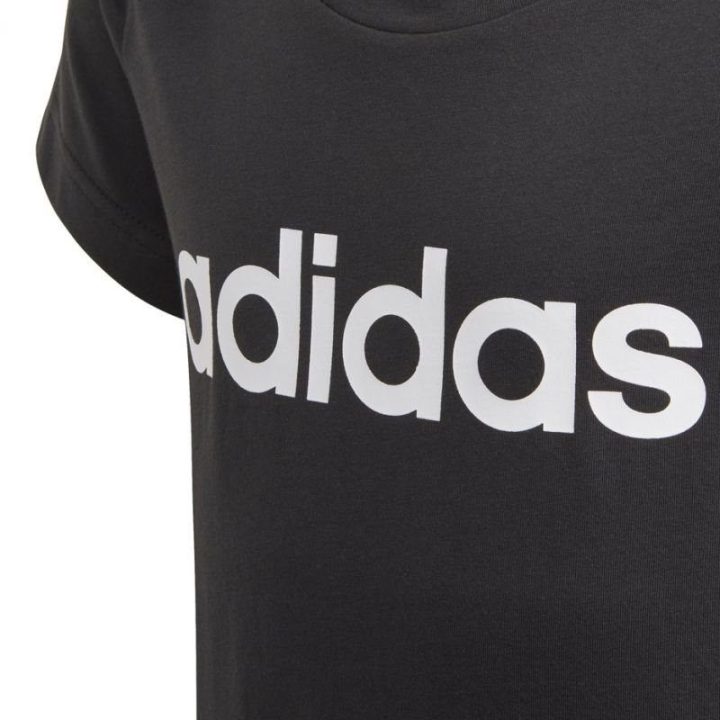 Vaikiški medvilniniai marškinėliai adidas YG E Lin, juodi