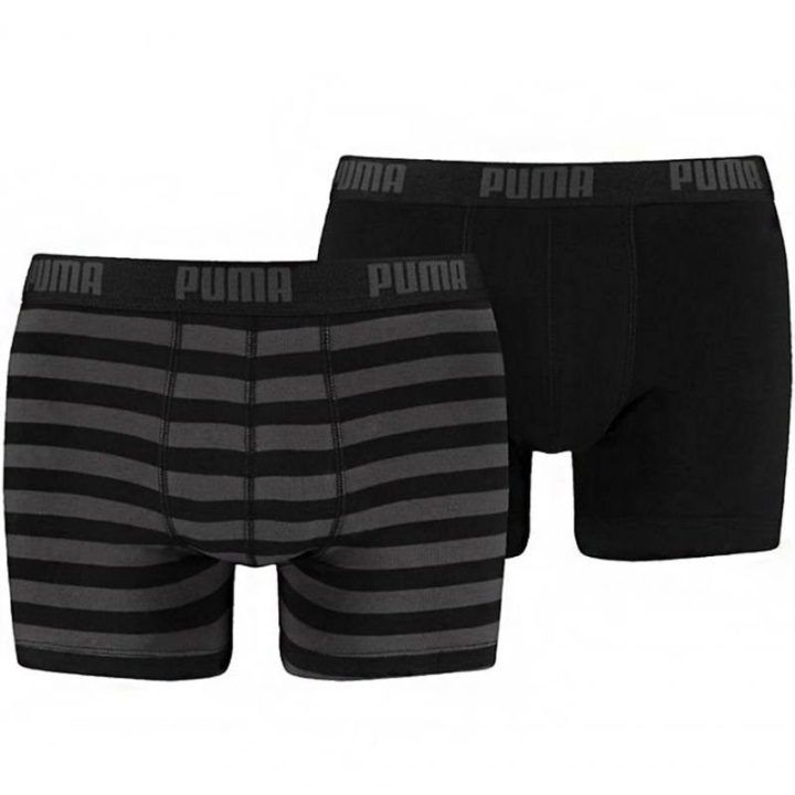 Vyriški medvilniniai bokseriai Puma Stripe, 2 vnt., juodi