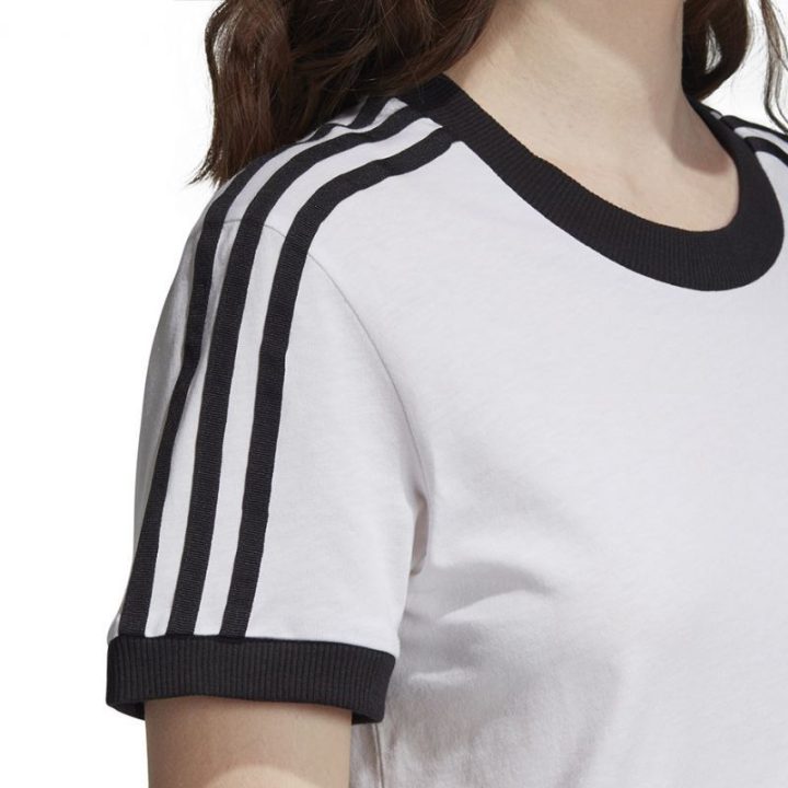 Moteriški medvilniniai marškinėliai adidas 3 Stripes, balti ir juodi