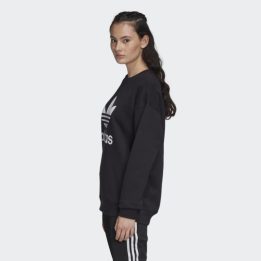 Moteriškas medvilninis džemperis adidas TRF Crew, juodas ir baltas