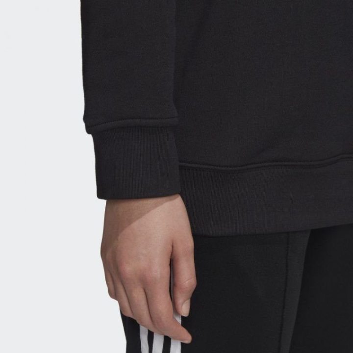 Moteriškas medvilninis džemperis adidas TRF Crew, juodas ir baltas