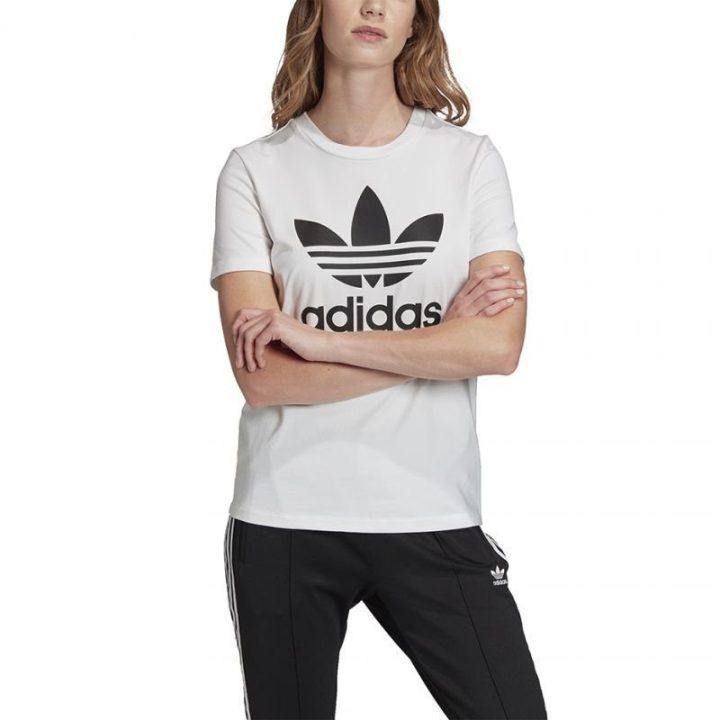 Moteriški medvilniniai marškinėliai adidas Trefoil Tee, balti