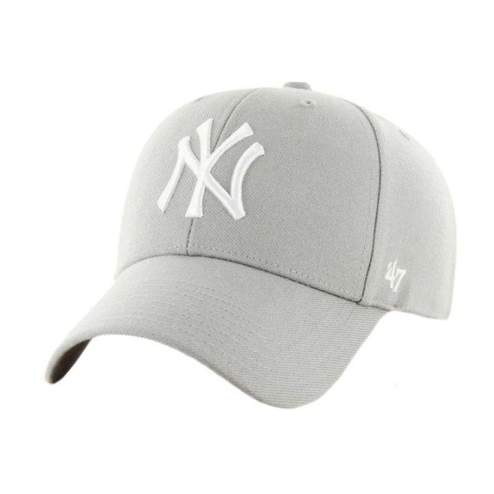 Moteriška kepurė su siuvinėtu New York Yankees logotipu, pilka