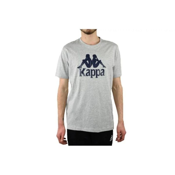 Vyriški medvilniniai marškinėliai Kappa Caspar su logotipu, pilki