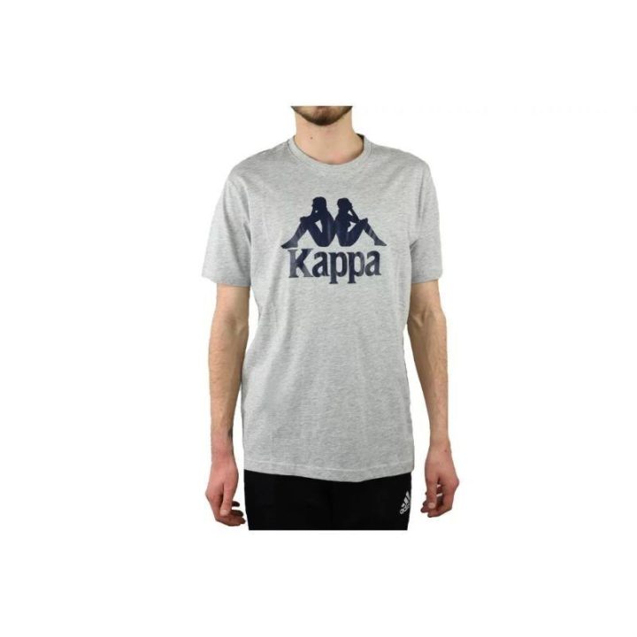 Vyriški medvilniniai marškinėliai Kappa Caspar su logotipu, pilki