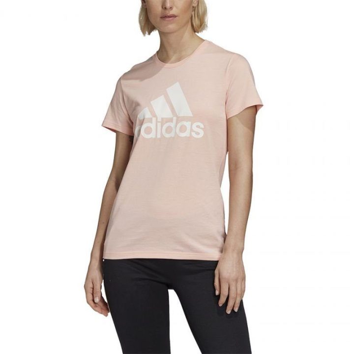 Moteriški medvilniniai marškinėliai adidas BOS CO, persikiniai