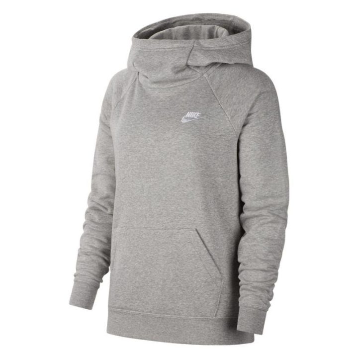 Moteriškas medvilninis džemperis su gobtuvu Nike Essentials, pilkas