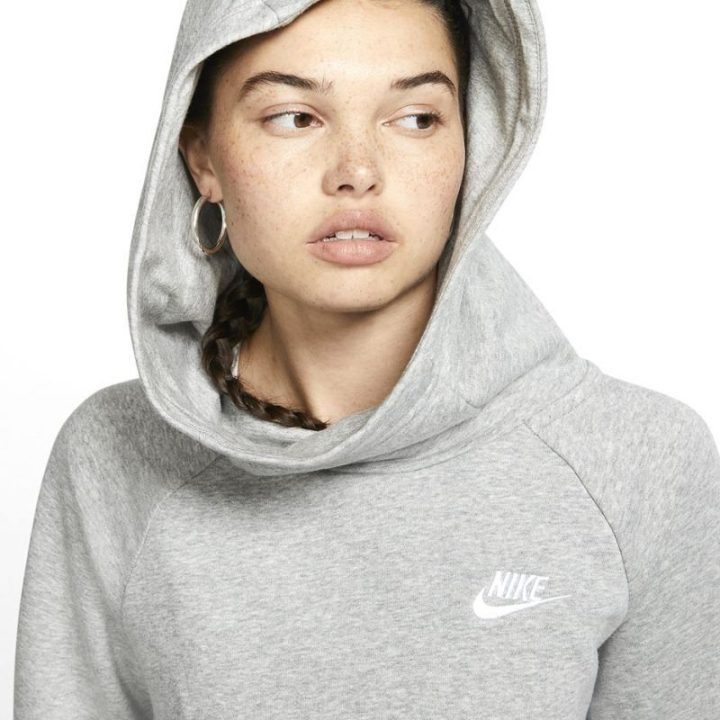 Moteriškas medvilninis džemperis su gobtuvu Nike Essentials, pilkas
