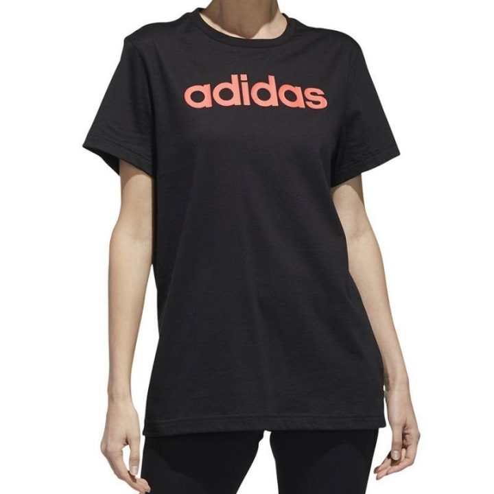Moteriški medvilniniai marškinėliai adidas Essentials Linear Loose, juodi