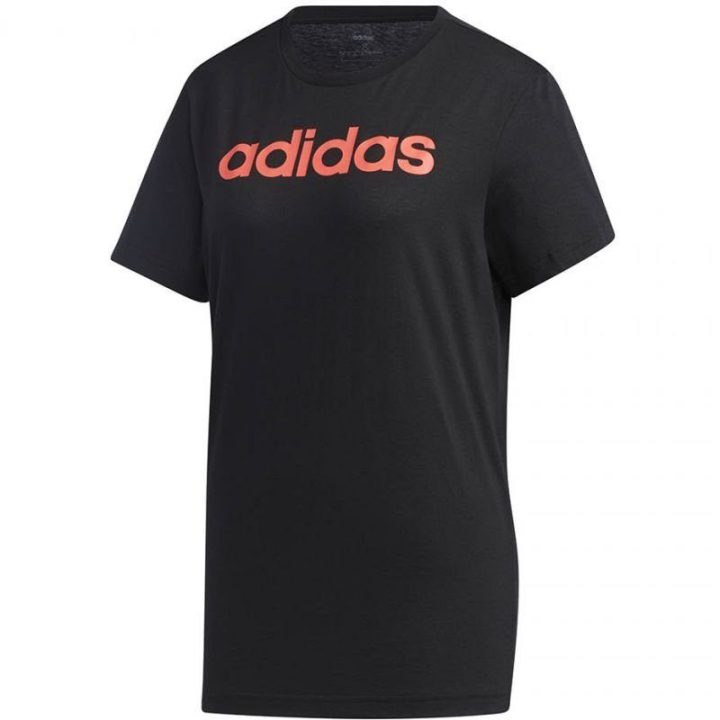 Moteriški medvilniniai marškinėliai adidas Essentials Linear Loose, juodi