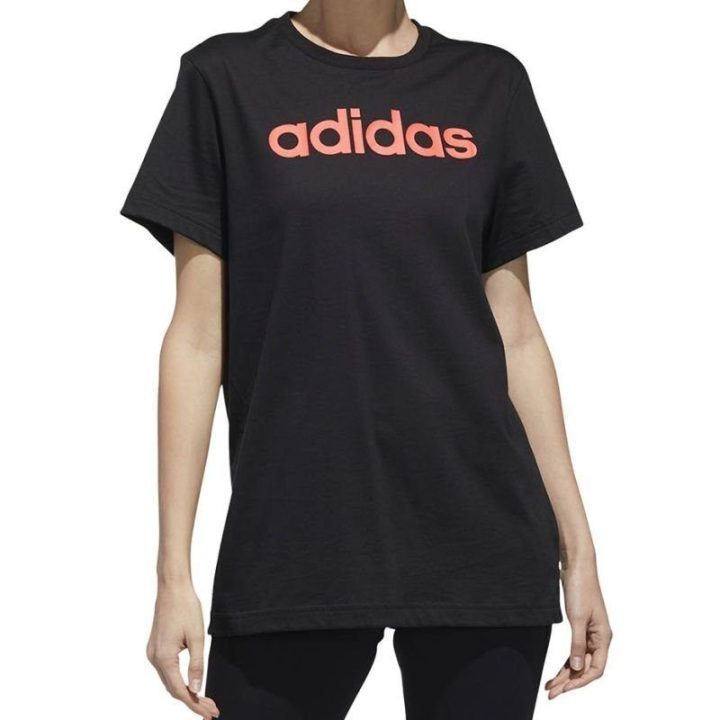Moteriški medvilniniai marškinėliai adidas Essentials Linear Loose, juodi