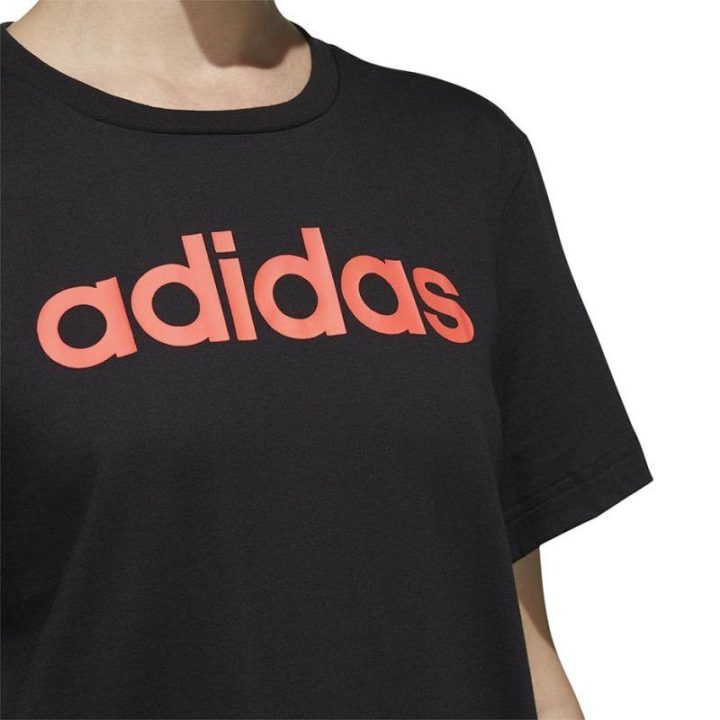 Moteriški medvilniniai marškinėliai adidas Essentials Linear Loose, juodi