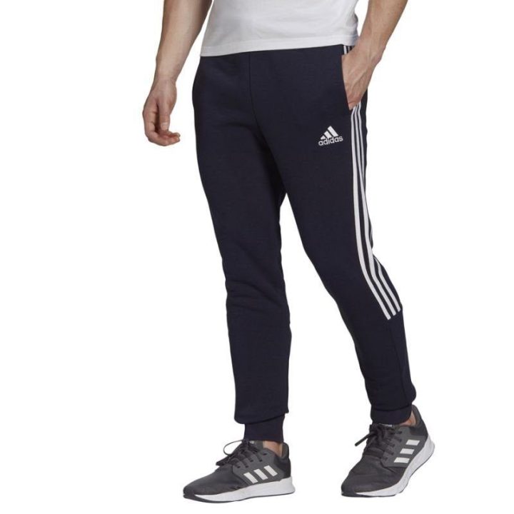 Vyriškos medvilninės sportinės kelnės adidas Essentials, tamsiai mėlynos